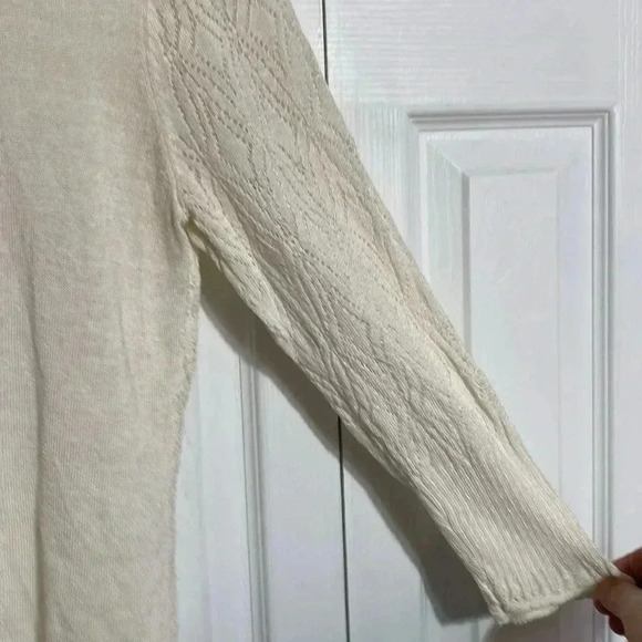 Sigrid Olsen cream knit sweater top shirt - Picture 5 of 14